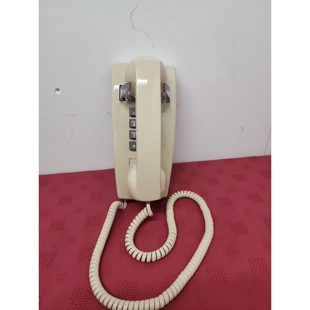 Vintage 1970's ITT 2554 Wall Mounted Push Button Telephone Untested Beige Retro